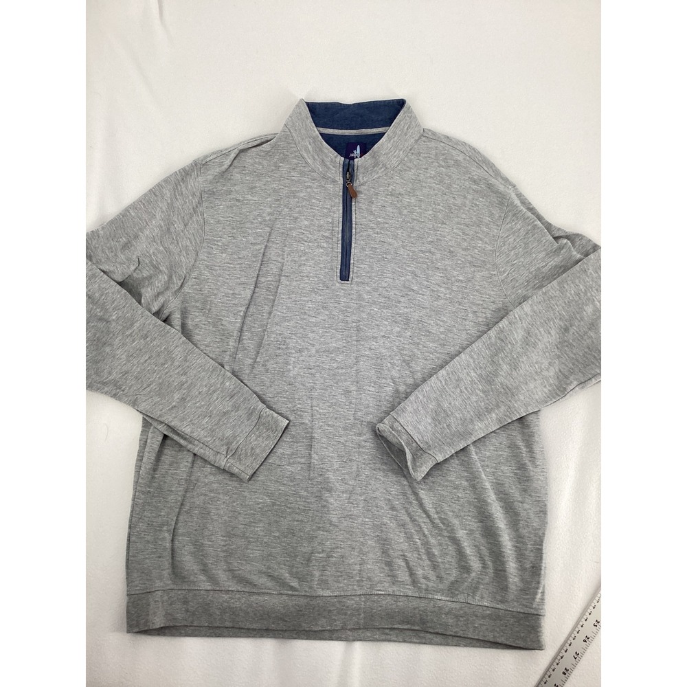 Johnnie-O Mens 2XL Grey Heather Quarter Zip Cotton Lyocell Blend Sweater